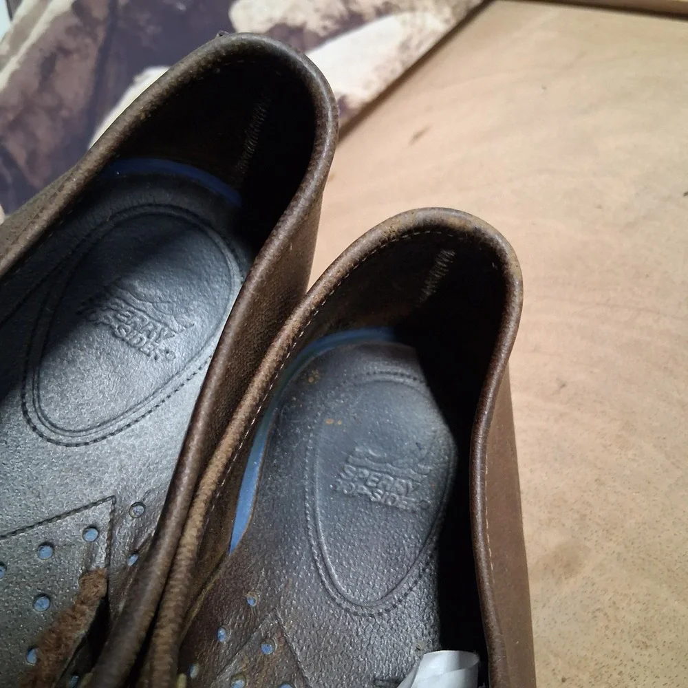 Sperry Brown Leather Moc Toe Boat Shoes Mens 10.5 Low Top Casual Oxfords